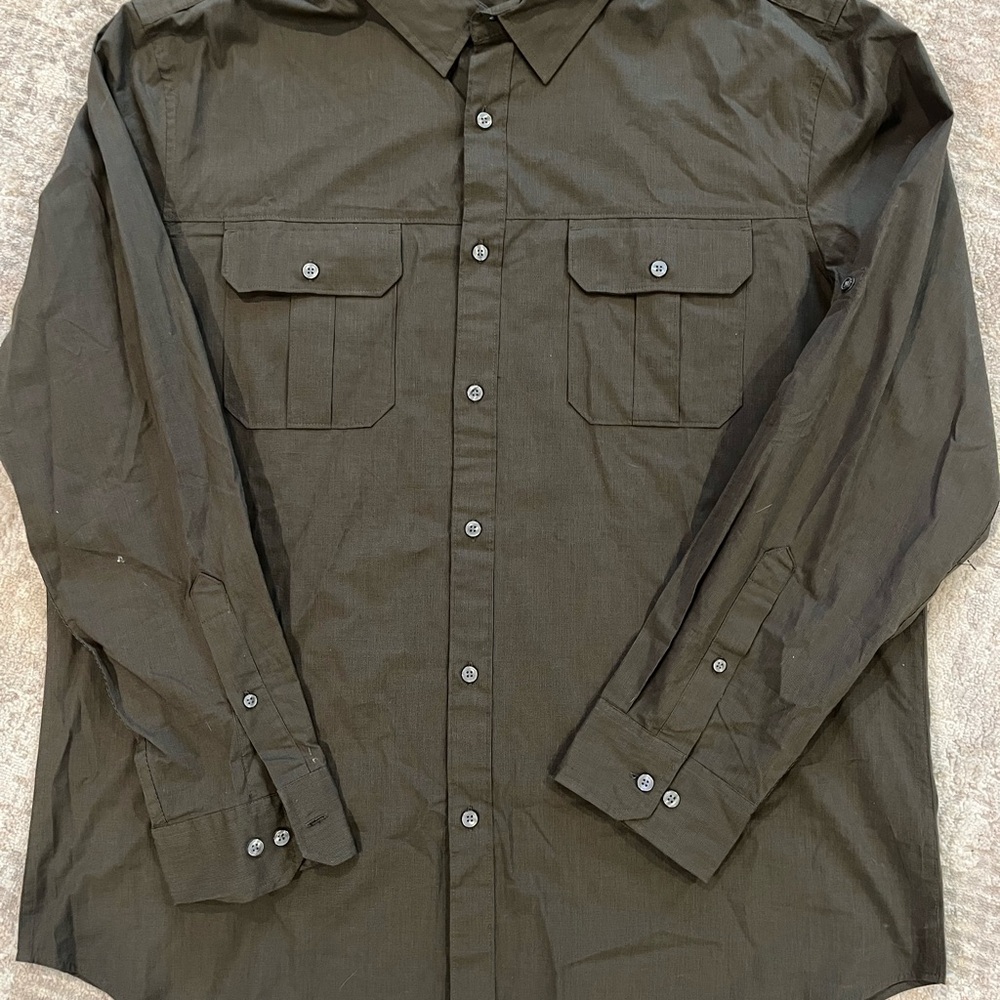 NWT Apt. 9 Men's Casual Button Down Shirt - Olive Green